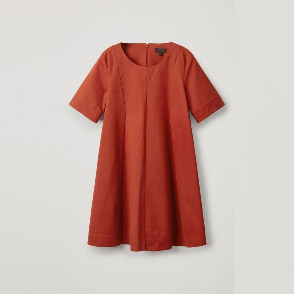 COS Rust Short-Sleeve Mini Dress